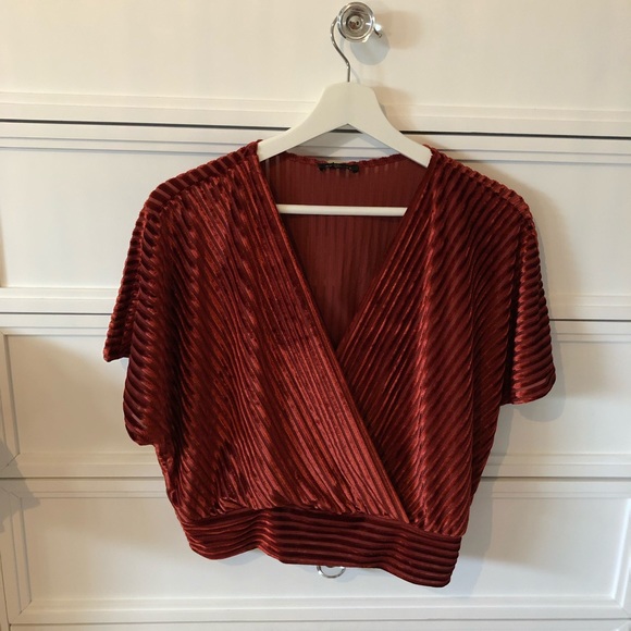 Red Striped Velvet Top - Picture 1 of 2